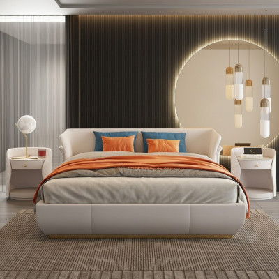 Designerbed Dubbele bedden Modern Hotel Leren tweepersoonsbed 180x200cm
