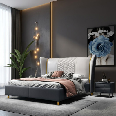 Ontwerper Tweepersoonsbed Bed Hotel Luxe Slaapkamer 150/180x200cm Leer