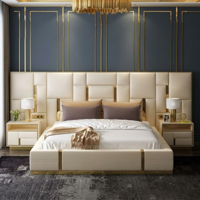 Bedbekleding Ontwerp Luxe Houten Tweepersoons Hotelbedden Slaapkamer