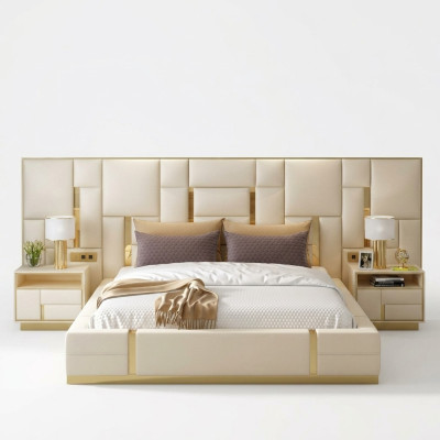 Bedbekleding Ontwerp Luxe Houten Tweepersoons Hotelbedden Slaapkamer
