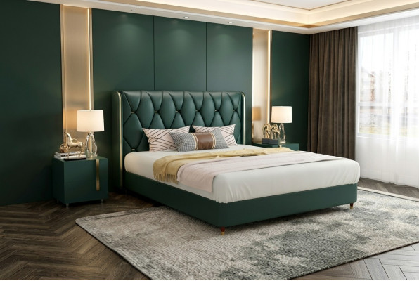 Bed Kussendesign Luxe Dubbele Hotelbedden Huwelijk 180x200 cm Leer