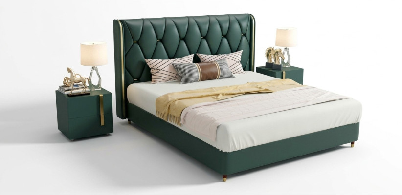 Bed Kussendesign Luxe Dubbele Hotelbedden Huwelijk 180x200 cm Leer
