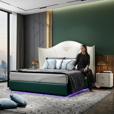 Klassiek bed in barokstijl dubbele bedden slaapkamer 180x200cm.