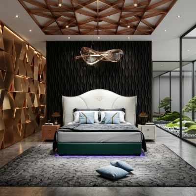 Klassiek bed in barokstijl dubbele bedden slaapkamer 180x200cm.