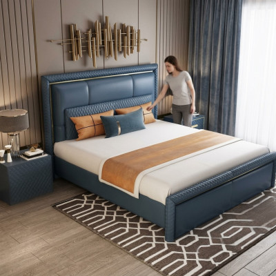 Ontwerp Bed Slaapkamer Tweepersoonsbed Bedden Hotel Luxe Bekleed Leer