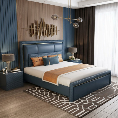 Ontwerp Bed Slaapkamer Tweepersoonsbed Bedden Hotel Luxe Bekleed Leer