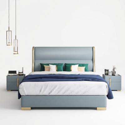 Luxe slaapkamer ontwerper tweepersoonsbed bed 150/180x200cm leer metaal