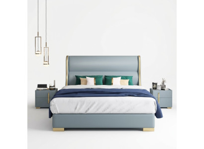 Luxe slaapkamer ontwerper tweepersoonsbed bed 150/180x200cm leer metaal