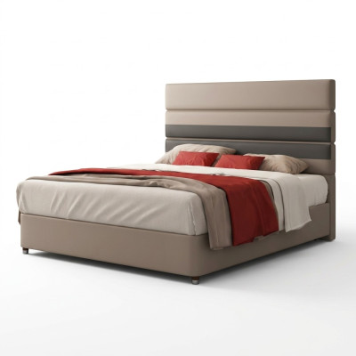 Leren gestoffeerd bed Bedden Hotel Luxe Designer Dubbelhuwelijk Slaapkamer Beige