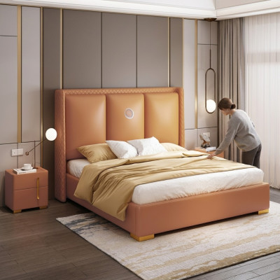 Bed Oranje Slaapkamer Ontwerp Meubels Moderne Luxe Bedden Bedframe