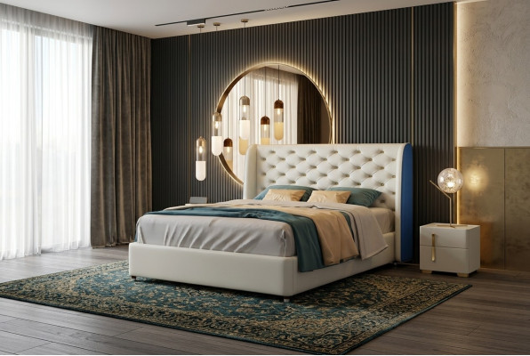 Bed Bekleding Ontwerp Luxe Tweepersoons Hotel Bedden Slaapkamer Leder Modern