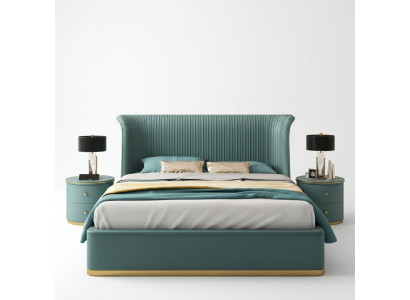 Luxe slaapkamer bed tweepersoonsbed textiel hout lederen gestoffeerde bedden 180x200 nieuw.