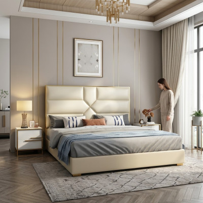Luxe slaapkamer bed gestoffeerd ontwerp luxe tweepersoons hotelbedden hotel