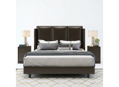 Modern Style Bed Tweepersoonsbed Slaapkamer Lederen Bekleding Textiel Tweepersoonsbedden