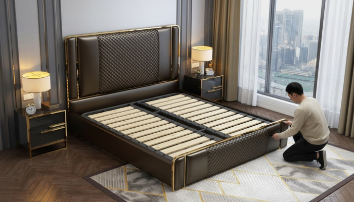 Bed slaapkamerontwerp meubels modern luxe bedden gestoffeerd frame nieuw