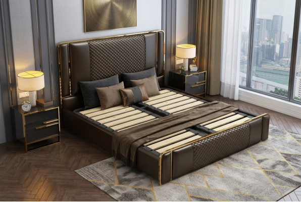 Bed slaapkamerontwerp meubels modern luxe bedden gestoffeerd frame nieuw