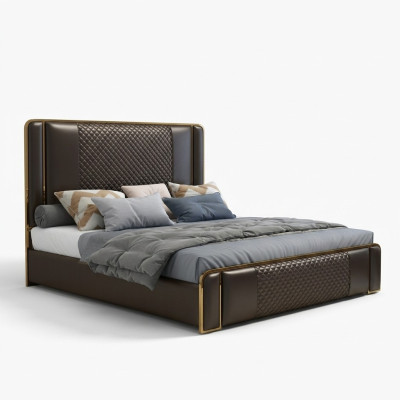 Luxe designerbed voor de slaapkamer, bekleed met fluweel, meubelbedden stof