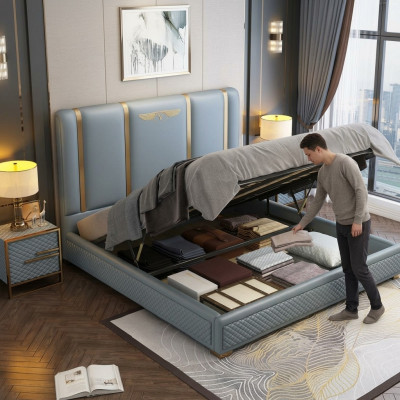 Bed Padding Design Luxe Metalen Bedden Dubbel Huwelijks Slaapkamer Leer