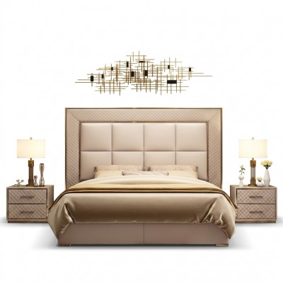 Klassieke gestoffeerde leren kunstlederen tweepersoonsbed luxe designbedden dubbel