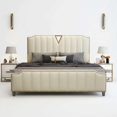 Ontwerper Bed 180x200 Leer Hotel Metalen Bedden Decor Dubbele Slaapkamer