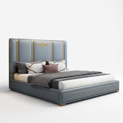 Bed Gestoffeerd Ontwerp Luxe Metaal Tweepersoonsbedden Hotel Echtelijke Slaapkamer