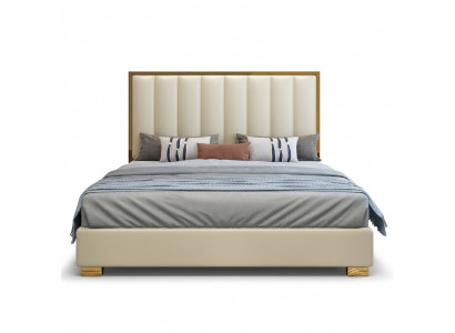 Bedden Bed hout leer bekleding huwelijk design leer hotel boxspring meubels