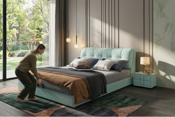 Ontwerper bed 180x200 leer metaal bedden dubbele slaapkamer luxe huwelijk