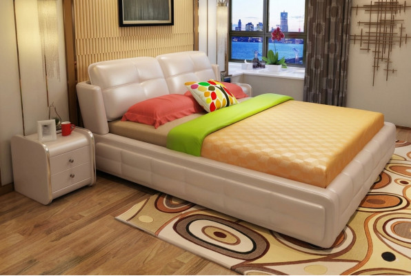 Luxe slaapkamerbed met gestoffeerde decoratief ontwerp van 180x200 cm, dubbele hotelbedden.