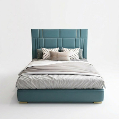 Luxe hotelbedden met een tweepersoons gevoerd bedframe van 180x200.