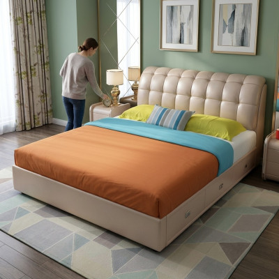 Bed Padding Design Luxury Decor Double Hotel Beds Marriage Bedroom Leather