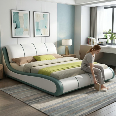 Ontwerper bed slaapkamer luxe tweepersoonsbed bedden leer hotelbekleding