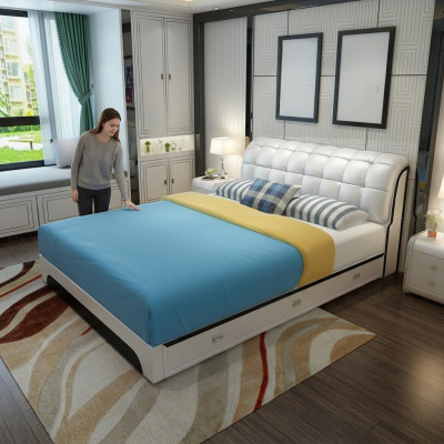 Tweepersoonsbed Bed Echtelijk bed Ontwerp Luxe Gestoffeerd Luxe Designbed Leder
