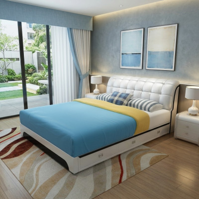 Tweepersoonsbed Bed Echtelijk bed Ontwerp Luxe Gestoffeerd Luxe Designbed Leder