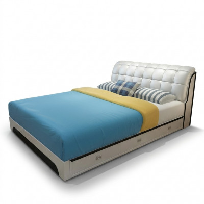 Tweepersoonsbed Bed Echtelijk bed Ontwerp Luxe Gestoffeerd Luxe Designbed Leder