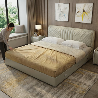 Stof Ontwerp Bed Dubbele Bedden Luxe Huwelijk Modern Hotel Frame Slaap