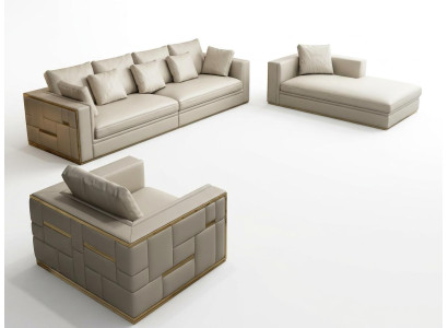 Ontwerp Luxe leren bankstel bank gestoffeerde bank ontwerp meubel set