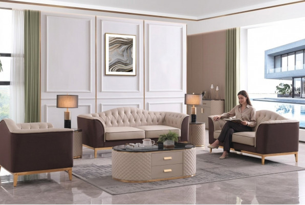 Compleet set bankstel 3+2+1 zitsbank ontwerp bank woonlandschap