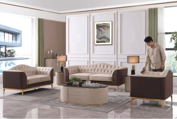 Luxemeubilair bankstel bank bank decoratie bekleding 3+2+1 zits + salontafel
