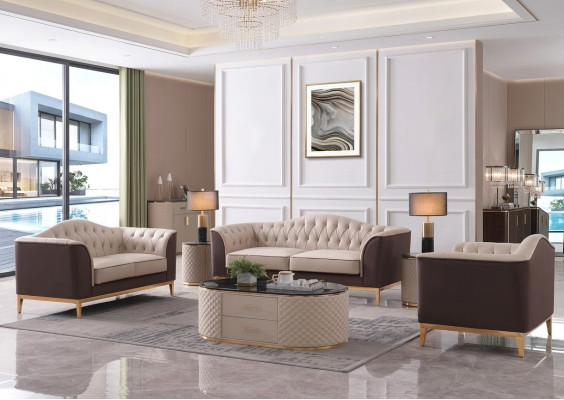 Luxemeubilair bankstel bank bank decoratie bekleding 3+2+1 zits + salontafel