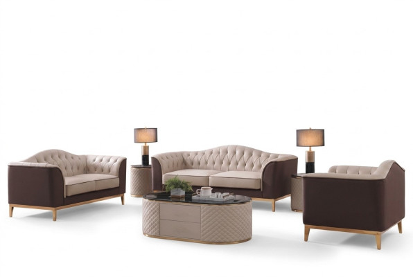 Luxemeubilair bankstel bank bank decoratie bekleding 3+2+1 zits + salontafel