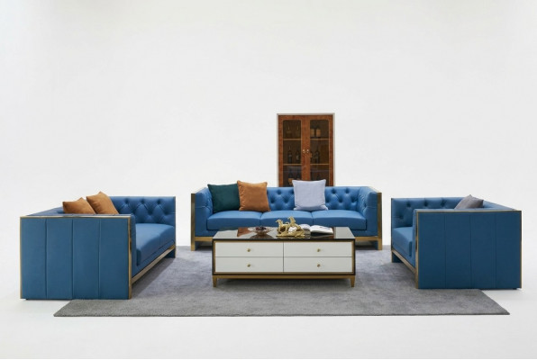 Compleet Chesterfield-set bankstel 3 2 1 zitplaatsen salontafel designer 4 delig