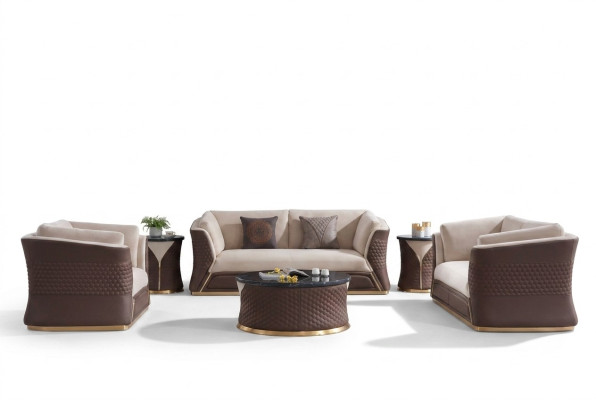 Bankstel 3+2+1 zits Leren bank Bank Deco Woonlandschap Set