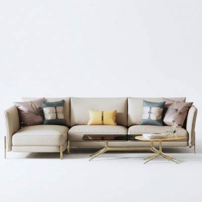 Designer bankstel bank hoekbank met poef bekleding woonlandschap