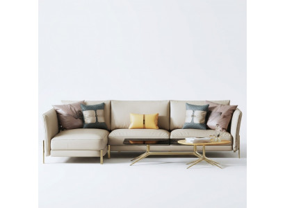 Designer bankstel bank hoekbank met poef bekleding woonlandschap