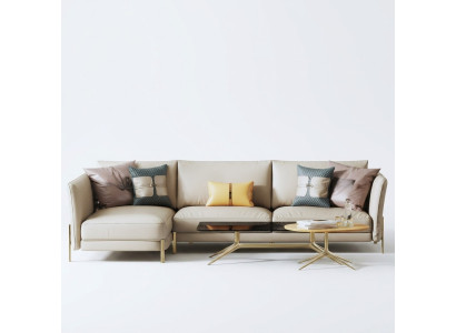 Designer bankstel bank hoekbank met poef bekleding woonlandschap