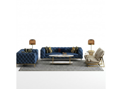 Compleet set bankstel 3 2 1 1 zits luxe designer 4-delig leren bankstel