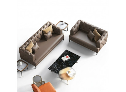Bruine Chesterfield bankstel 3+2 zits 2-delige set Designer decoratie gestoffeerde banken