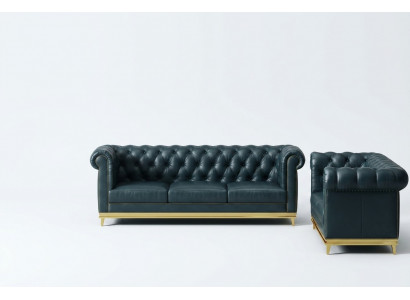 Donkerblauwe Chesterfield 3+2 bankstel bankstel banken gestoffeerde bankstellen