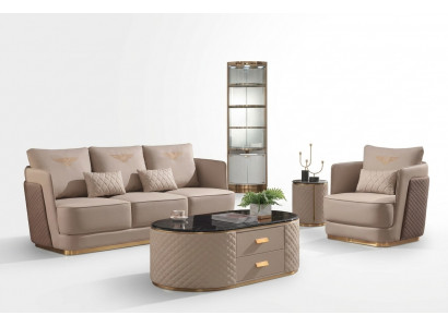 Sofaset 3+1 zits Klassieke setten Lederen banken Bankstellen Bekleding