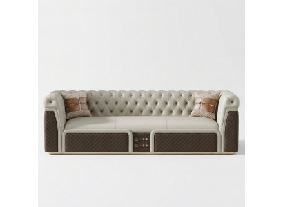 Bank Driepersoons Bankstel Stijl Modern Gestoffeerd Chesterfield Leer Bankstellen.